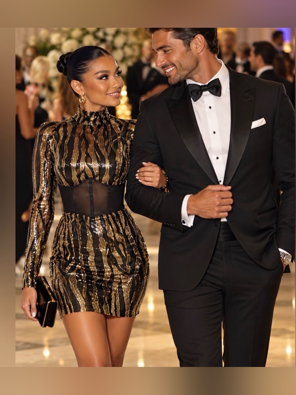 Fashion Nova Black & Gold Sequin Mini Dress ✨